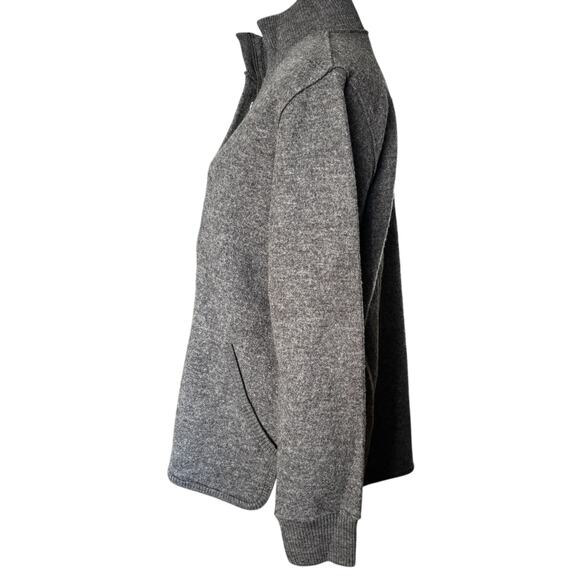 Eileen Fisher Jacket Womens Medium 100% Wool Gray Zip Up Ribbed Collar Sweater - Picture 5 of 11